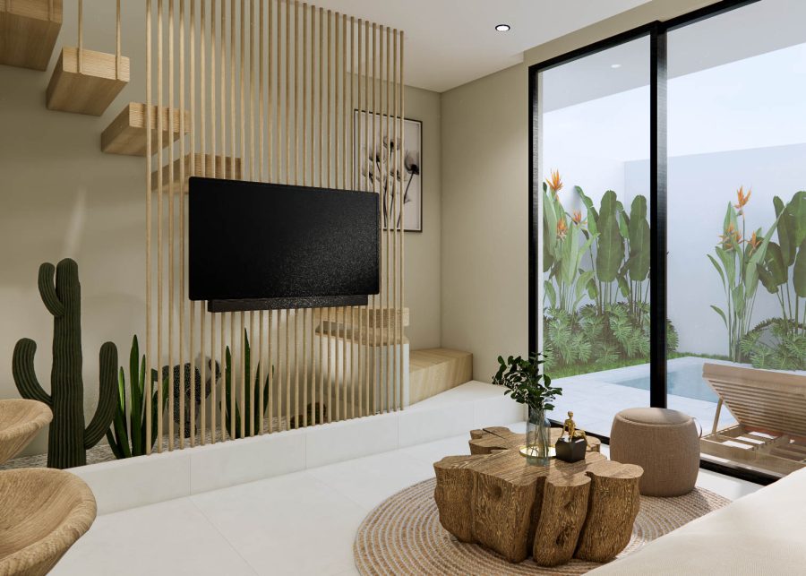 Hera Residence living room with tv - mockup