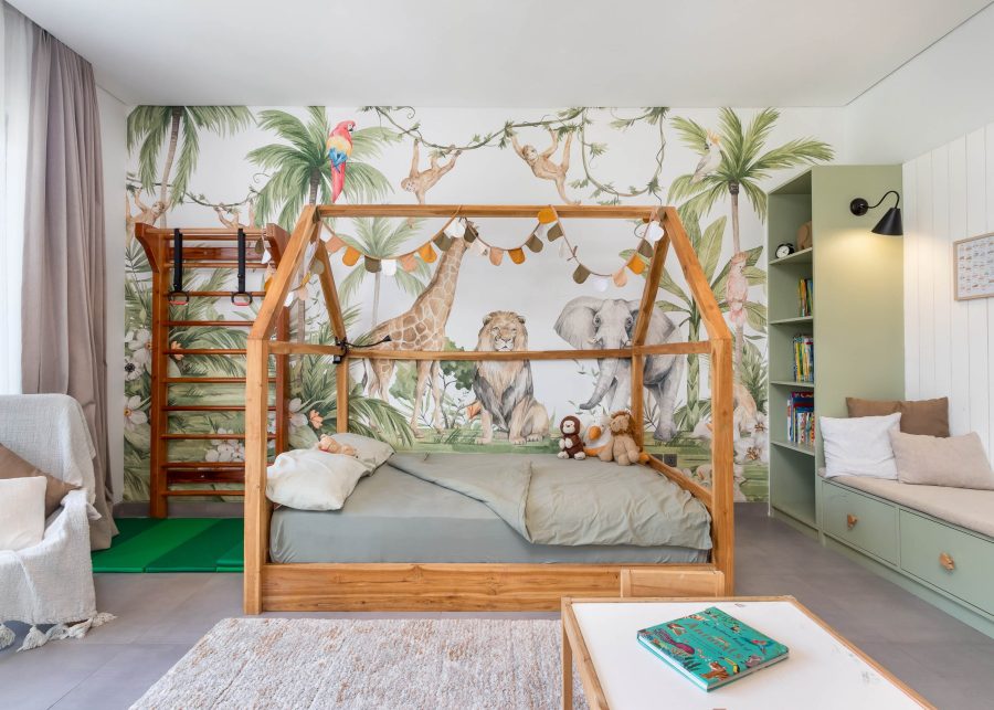 Kids room with designer bed frame at Villa Quadra