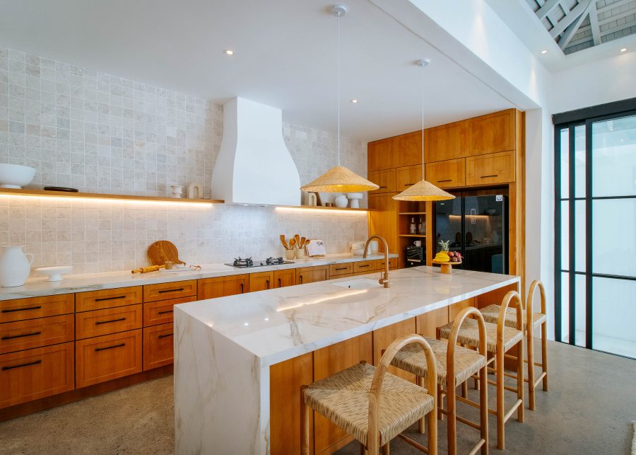 Kitchen area at Villa Yang with large kitchen island