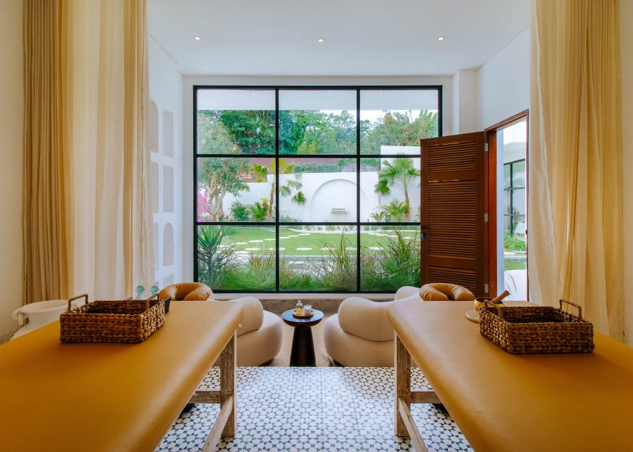 Massage tables with garden view at Villa Yang