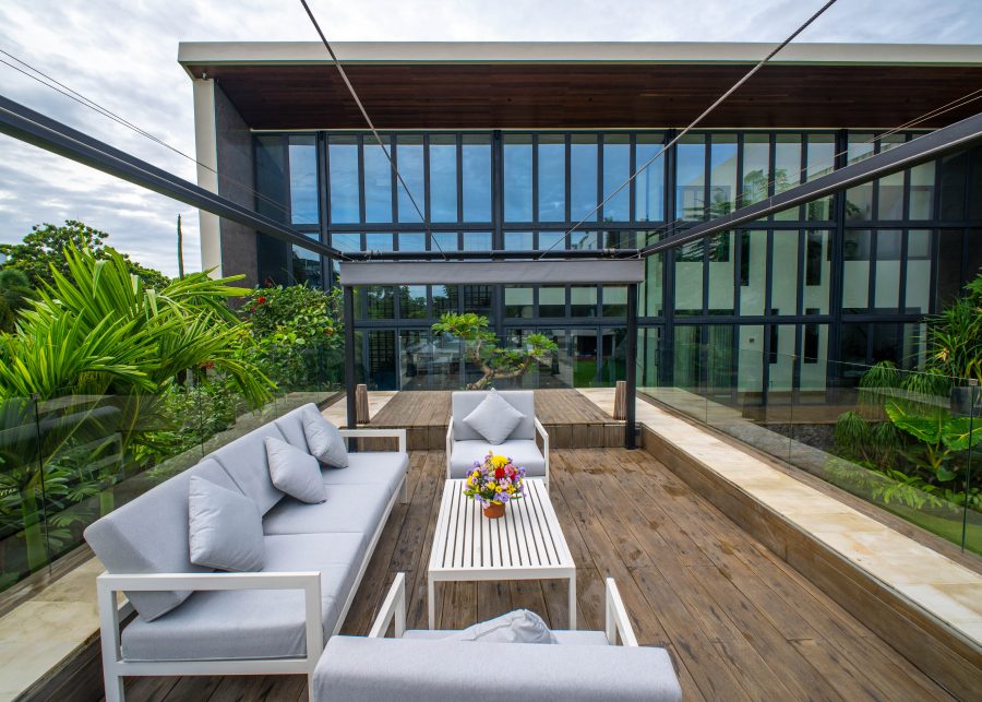 The glass exterior of The Lilly Pad luxury villa