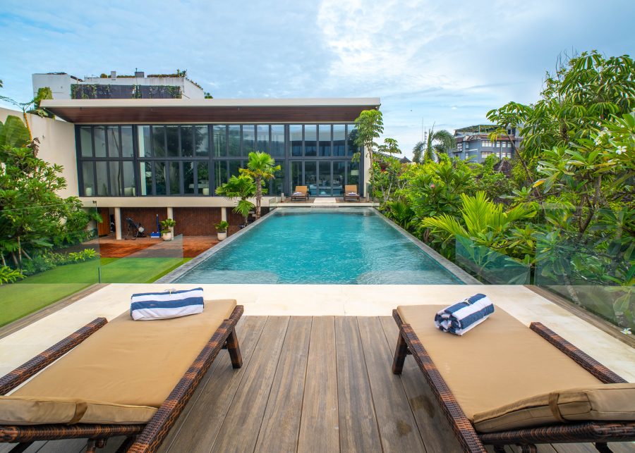 View of The Lilly Pad luxury villa from the sunlounging terrace