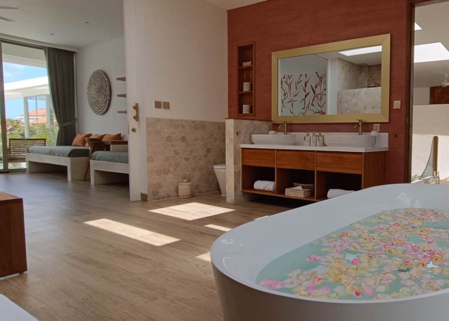 View of bathroom at Villa Vida in Bali built by Construct Bali, showing luxury design and interiors